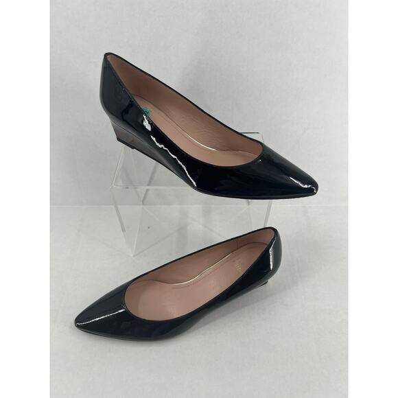 Stuart Weitzman Black Patent Leather Pointed Toe Wedge Shoes - Picture 1 of 8